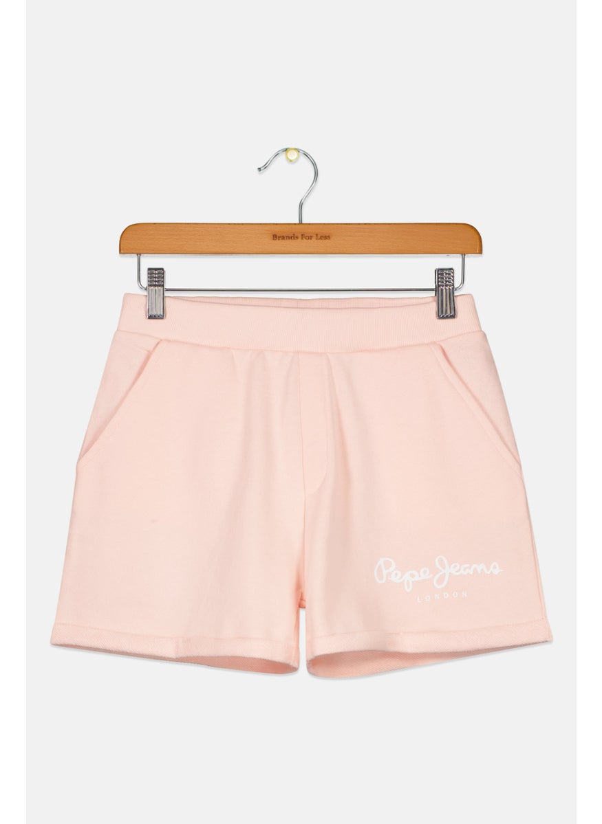 Kids Girl Brand Logo Shorts, Light Pink