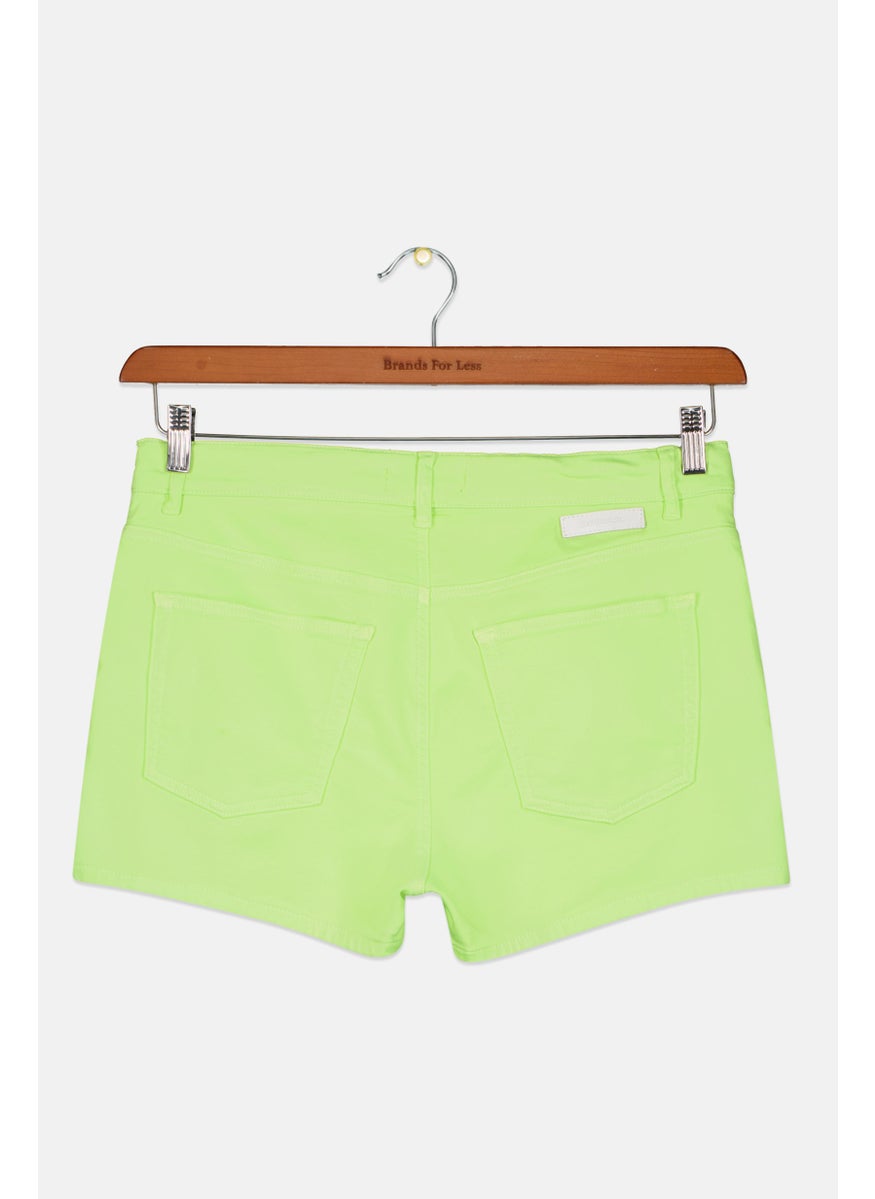 Kids Girl Solid Denim Shorts, Lime Green