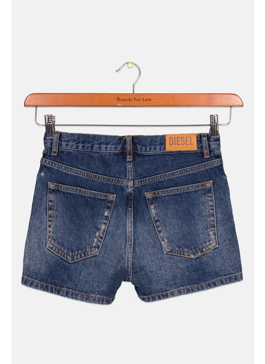 Kids Girl Rip Denim Short, Blue