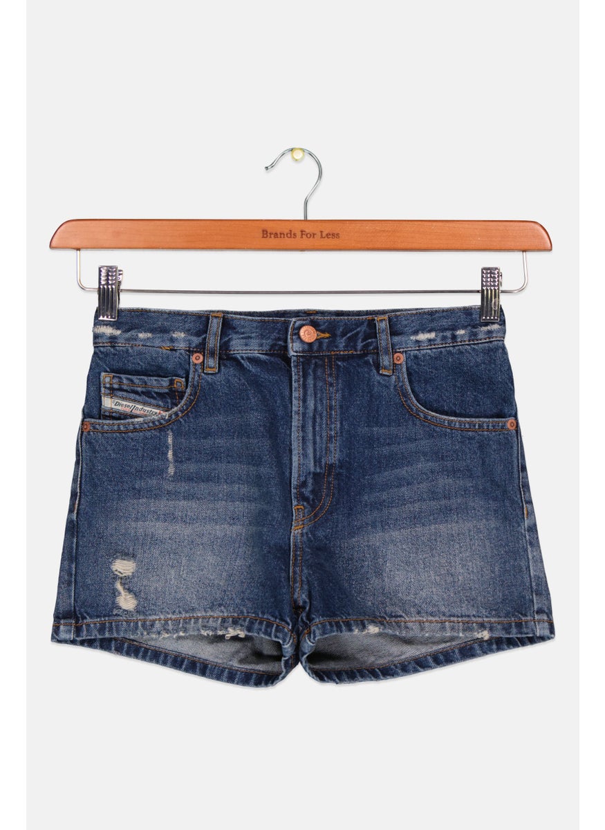 Kids Girl Rip Denim Short, Blue