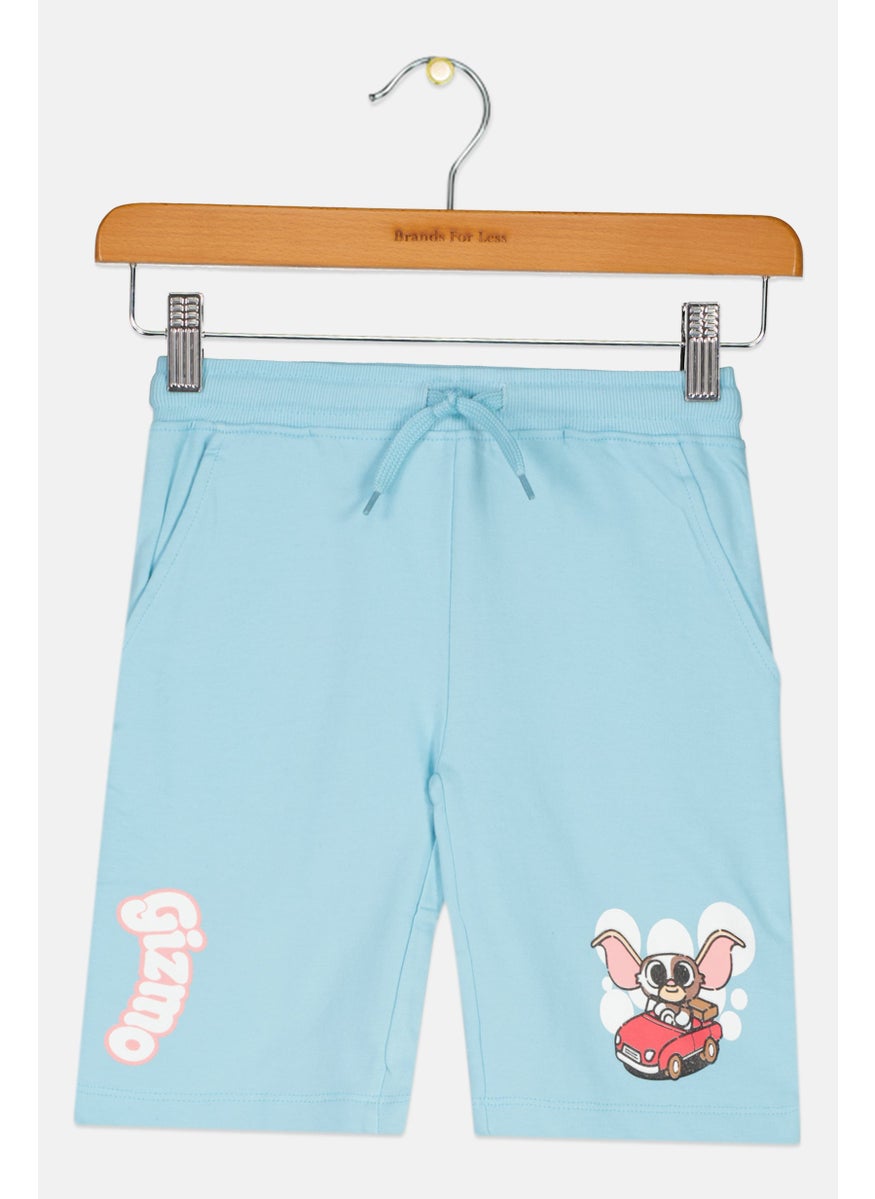 Kids Girl Graphic Printed Shorts, Crystal Blue