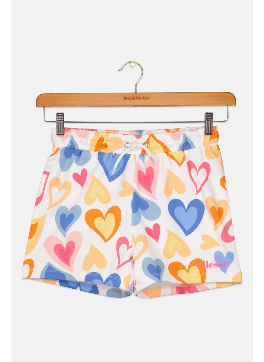 Kids Girl Allover Print Short, White