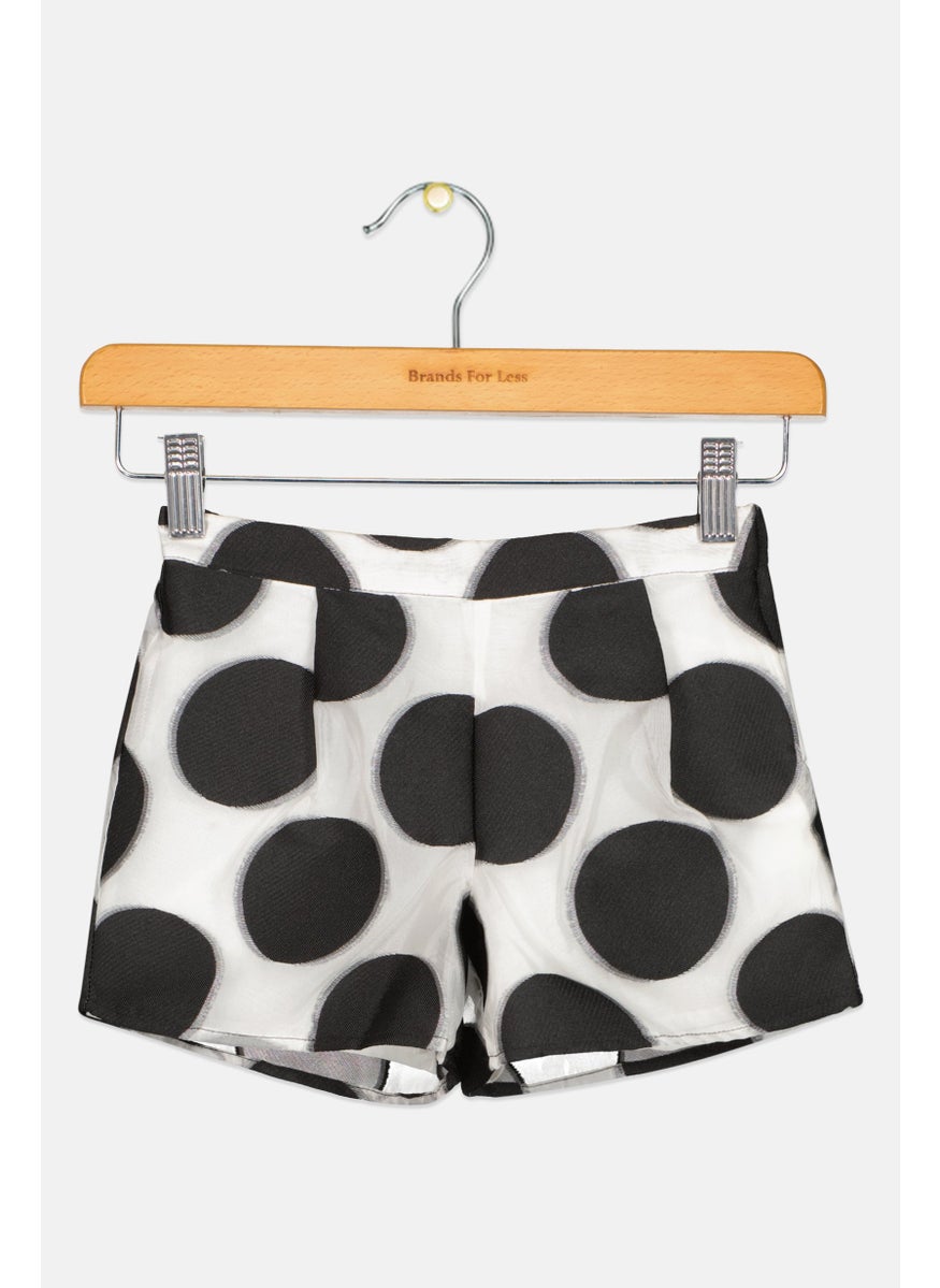 Kids Girl Polka Dots Short, White