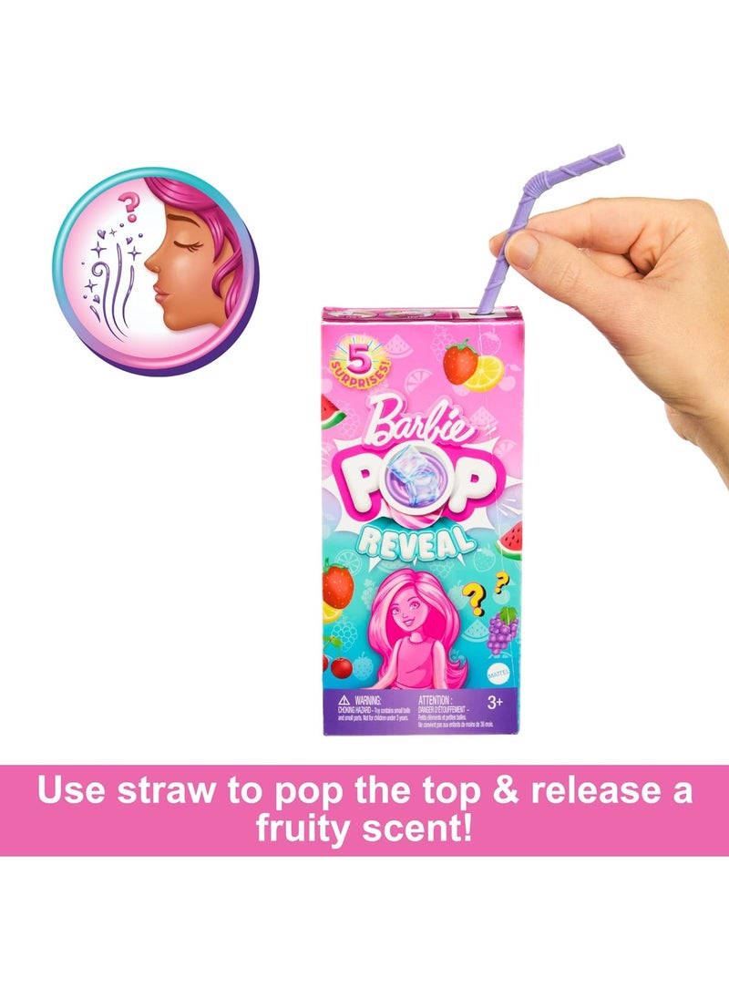 Barbie Pop Reveal Fruit Series Chelsea Doll with 5 Surprises Including Pop-It Pet, Scent & Color Change (Styles May Vary)