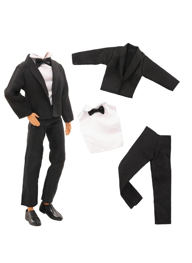 10 Pcs Fashion Pack For 12 Inch Boy Dolls - 5 Sets Casual Wear Clothes Outfit With 5 Shoes For Boy Doll (Black Suit + Casual Wear Clothes + Tracksuit + Swimwear) Random Style