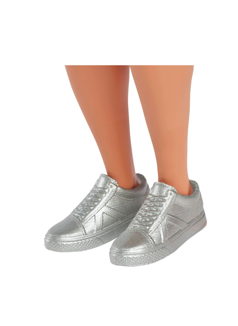 ​Barbie Fashionistas Ken Doll With Black Hair, Wearing Blue And Green Ombre Tank With Jean Shorts And Silver Sneakers