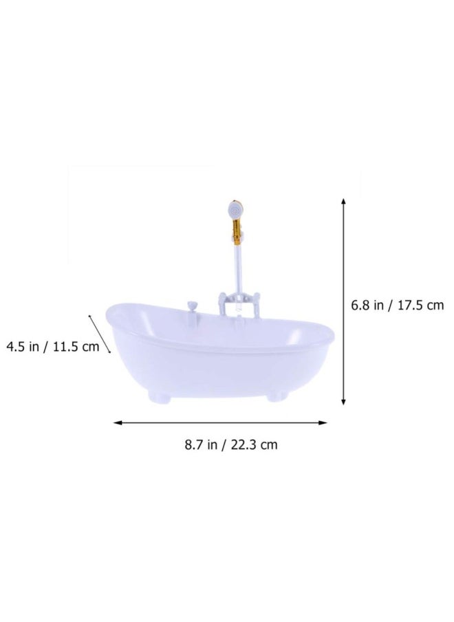 Electric Doll Bathtub White Miniature Dollhouse Bathroom Bathtub with Shower Sprayer Dolls Bath Playset for Kids without Battery