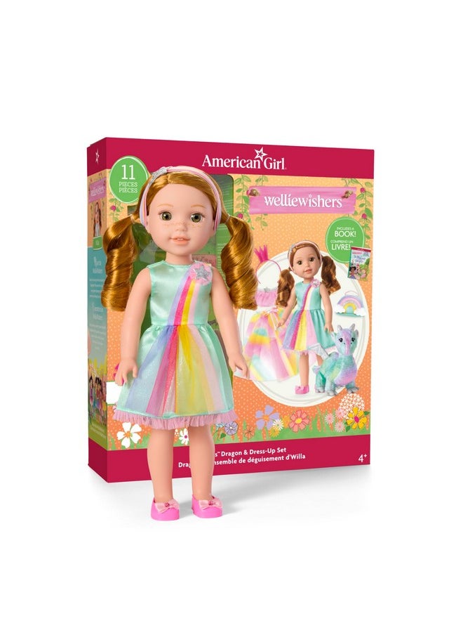 Welliewishers 14.5-Inch Willa Doll Playset With Crisella The Dragon, Doll Dress And Accessories, And Storybook, For Ages 4+