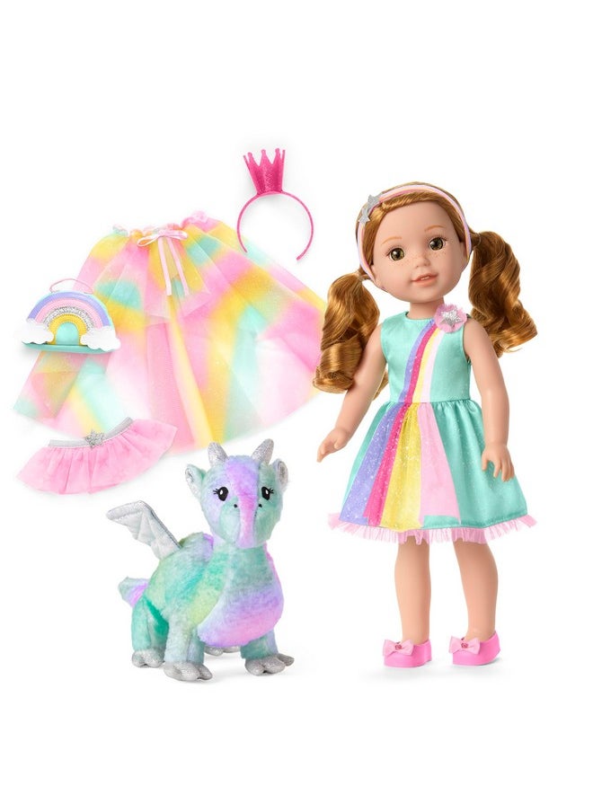 Welliewishers 14.5-Inch Willa Doll Playset With Crisella The Dragon, Doll Dress And Accessories, And Storybook, For Ages 4+