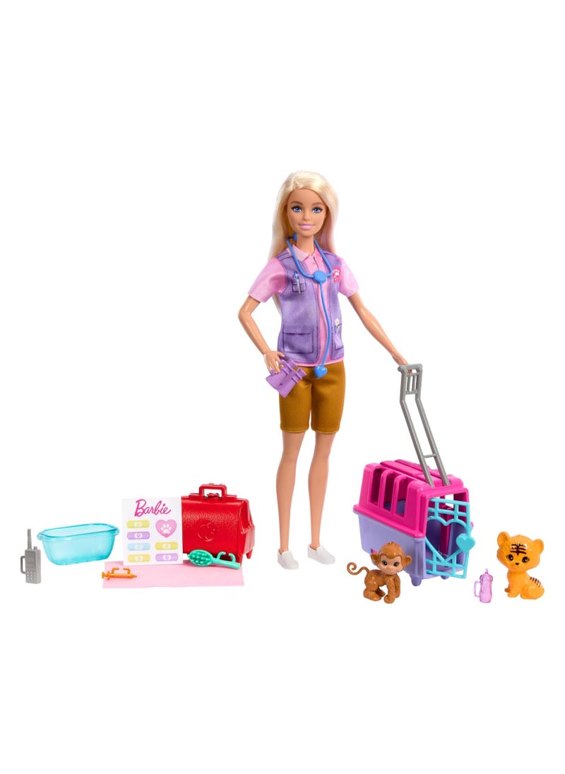 Barbie Animal Rescue & Recovery Playset with Blonde Doll, 2 Animal Figures & Accessories