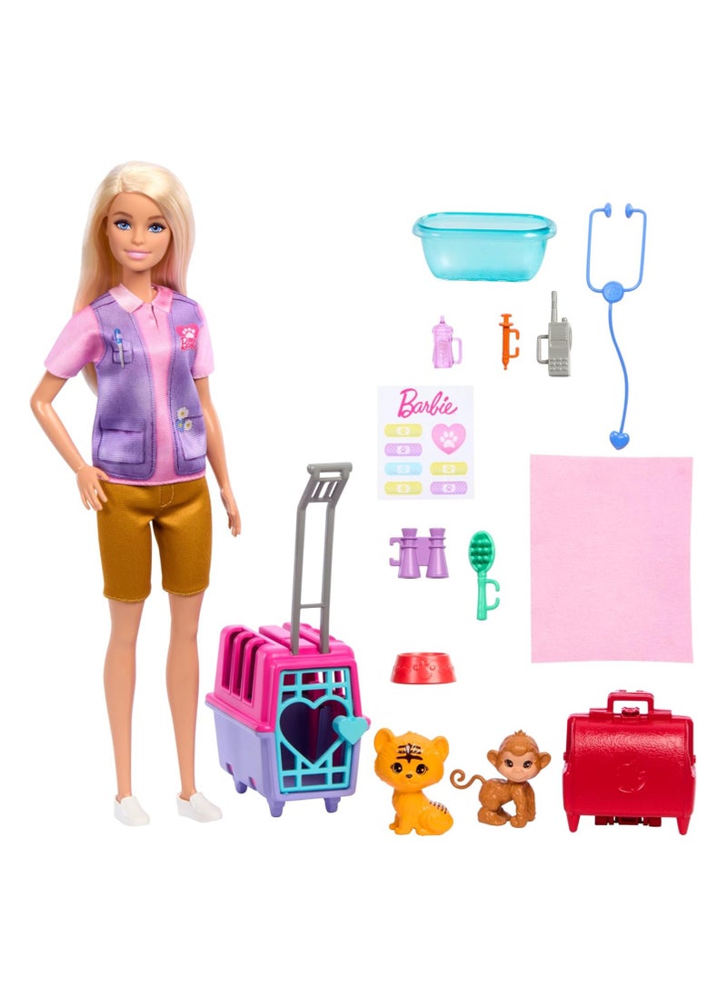 Barbie Animal Rescue & Recovery Playset with Blonde Doll, 2 Animal Figures & Accessories