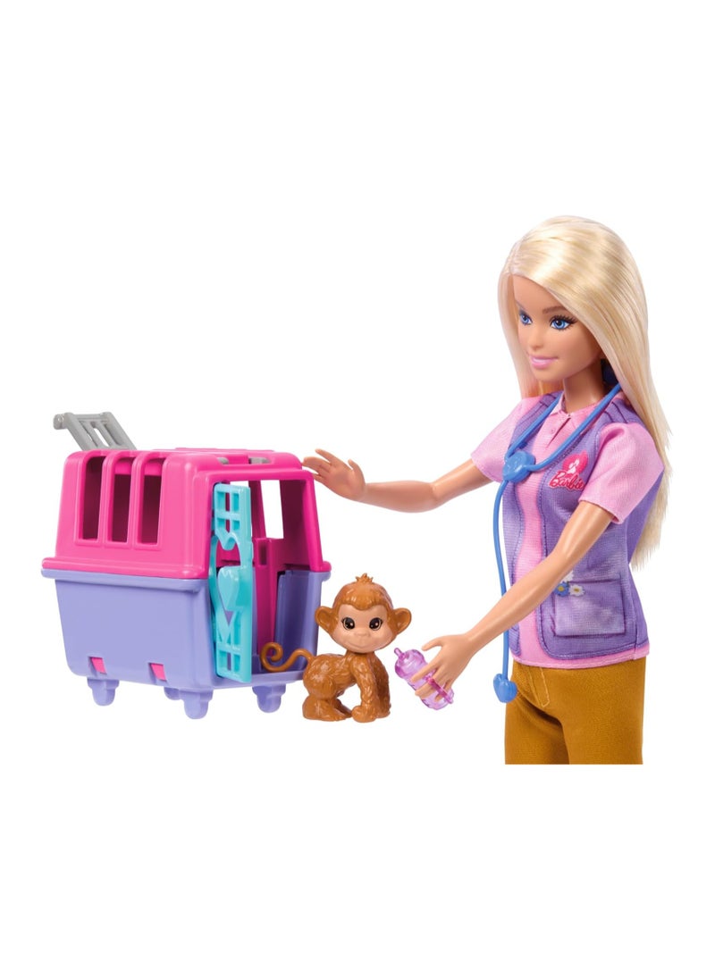 Barbie Animal Rescue & Recovery Playset with Blonde Doll, 2 Animal Figures & Accessories