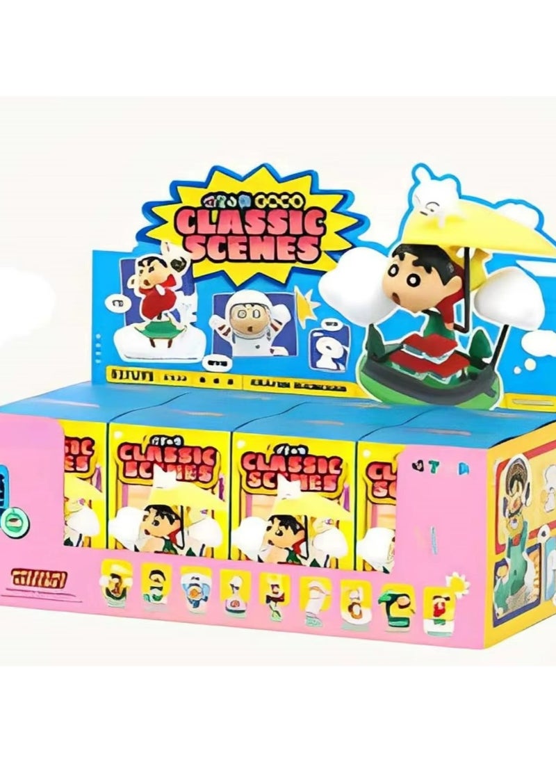 Crayon Shin-Chan Small New Blind Box Classic Scene Series Blind Box Doll Tide Play Display Gift Anime Cute Doll Blind Box Toy