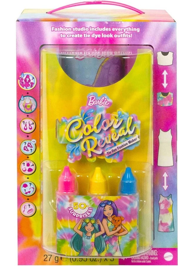 Barbie Doll Color Reveal Gift Set, Tie-Dye Fashion Maker with 2 Barbie Dolls