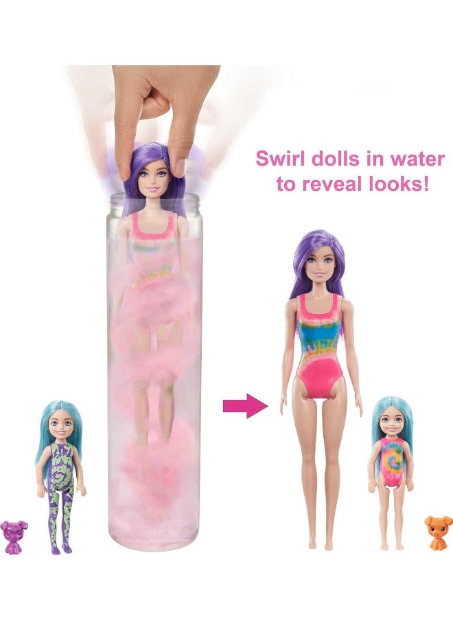 Barbie Doll Color Reveal Gift Set, Tie-Dye Fashion Maker with 2 Barbie Dolls