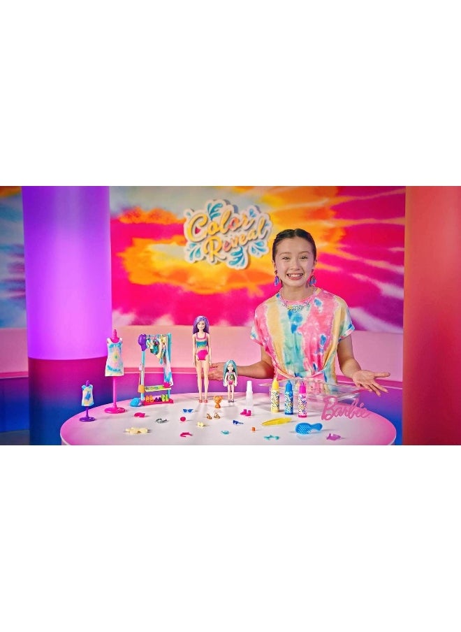 Barbie Doll Color Reveal Gift Set, Tie-Dye Fashion Maker with 2 Barbie Dolls