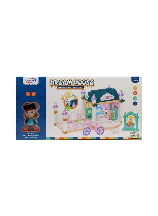 Dream House Playset with Light and Music | Pretend Dollhouse Toy for Kids | Includes Furniture, Accessories, and Figurines | Creative Roleplay Gift for Girls and Boys Aged 3+