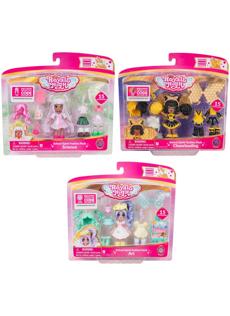 Royale High School Spirit Fashion 3-Inches, Assorted 1 Piece (Style & Color May Vary) | Exclusive Virtual Item Code Included | Collectable Figure | Fashion Doll | For Fans, Gamers & Collectors! | Official Licensed Product