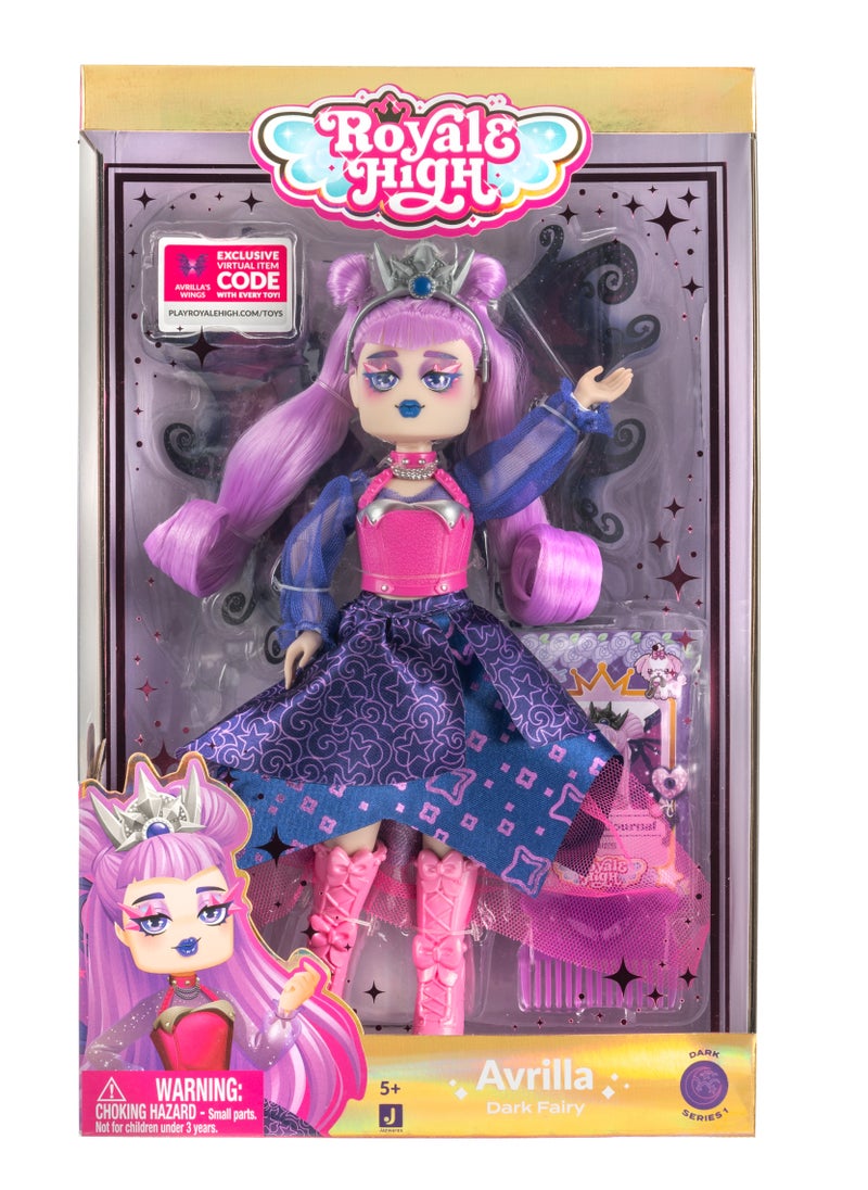 Royale High Fashion Doll + Accessories 9-Inches, Assorted 1 Piece (Style & Color May Vary) | Exclusive Virtual Item Code Included | Collectable Figure | Fashion Doll | For Fans, Gamers & Collectors! | Official Licensed Product