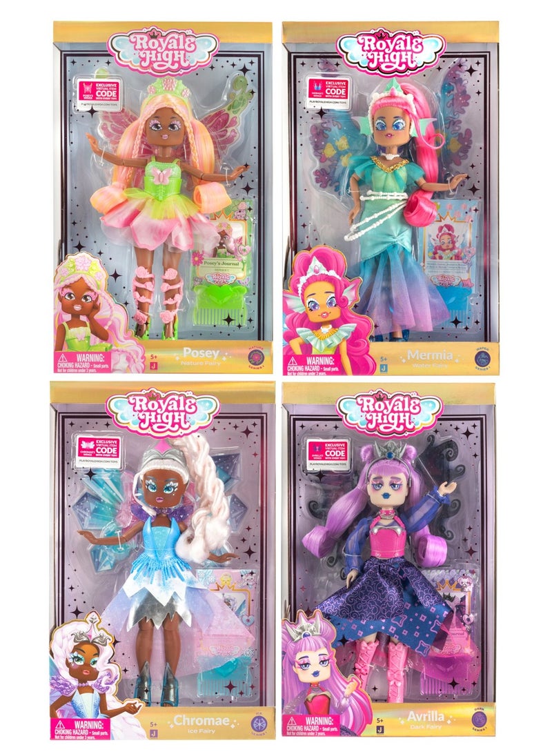 Royale High Fashion Doll + Accessories 9-Inches, Assorted 1 Piece (Style & Color May Vary) | Exclusive Virtual Item Code Included | Collectable Figure | Fashion Doll | For Fans, Gamers & Collectors! | Official Licensed Product
