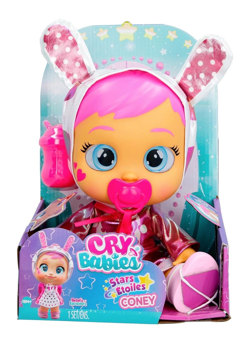 Cry Babies Stars Coney, Battery Operated | Interactive Doll | Makes 10+ Realistic Baby Sounds | Cries Real Tears | Nurturing and Imaginative Play | Sensory Development