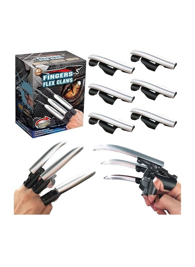 6 Pack Retractable Mechanical Claws for Adults and Kids, Wolverine Cool Role Play Expandable Plastic Claws, Articulated Finger Extenders