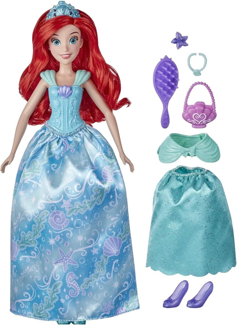 Disney Princess Style Surprise Ariel Fashion Doll with 10 Fashions and Accessories, Hidden Surprises Toy for Girls 3 Years Old and Up