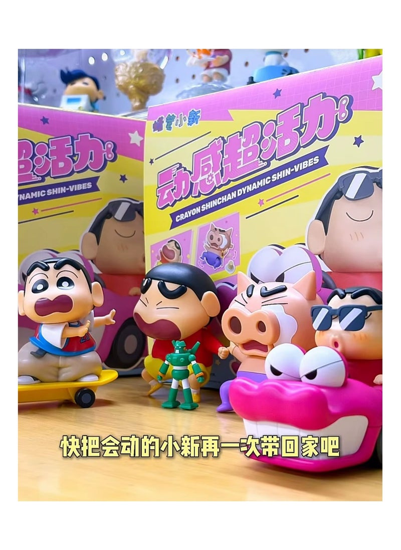 New Crayon Shin-Chan Dynamic Shin-Vibes Series Blind Box Clockwork Mobile Garage Kit Trendy Toy Collection Doll Gift Ornament