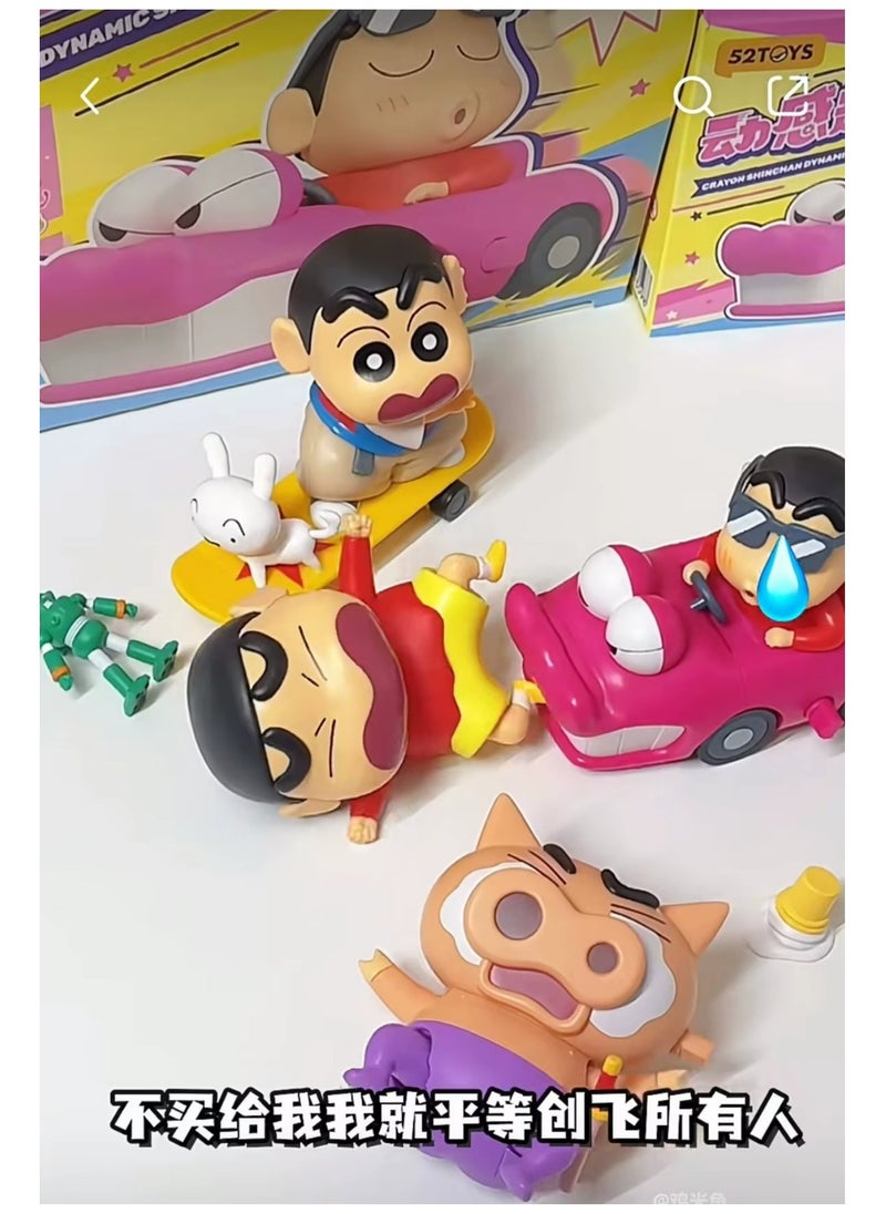 New Crayon Shin-Chan Dynamic Shin-Vibes Series Blind Box Clockwork Mobile Garage Kit Trendy Toy Collection Doll Gift Ornament