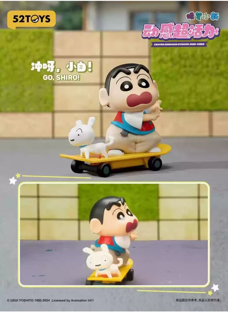 New Crayon Shin-Chan Dynamic Shin-Vibes Series Blind Box Clockwork Mobile Garage Kit Trendy Toy Collection Doll Gift Ornament