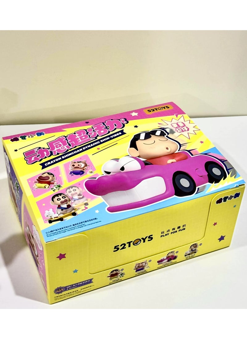 New Crayon Shin-Chan Dynamic Shin-Vibes Series Blind Box Clockwork Mobile Garage Kit Trendy Toy Collection Doll Gift Ornament