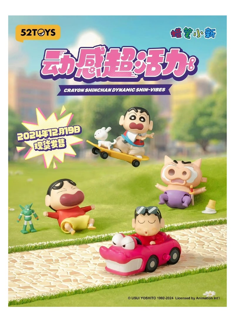 New Crayon Shin-Chan Dynamic Shin-Vibes Series Blind Box Clockwork Mobile Garage Kit Trendy Toy Collection Doll Gift Ornament