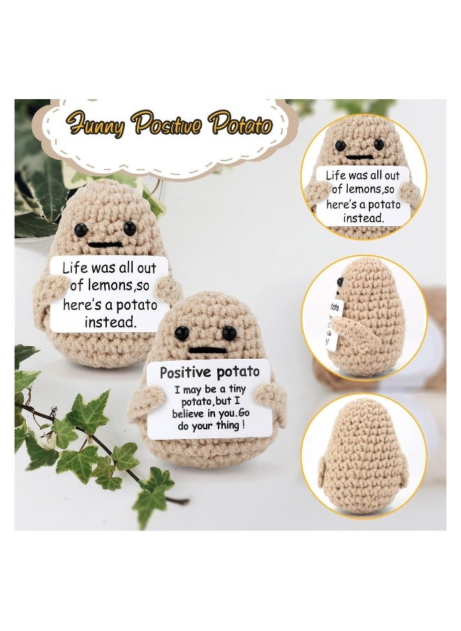 2pcs Mini Funny Positive Life Potato Doll 3inch Knitted Wool Potato Doll Creative Cute Funny Knitted For Birthday Gifts Party Decoration