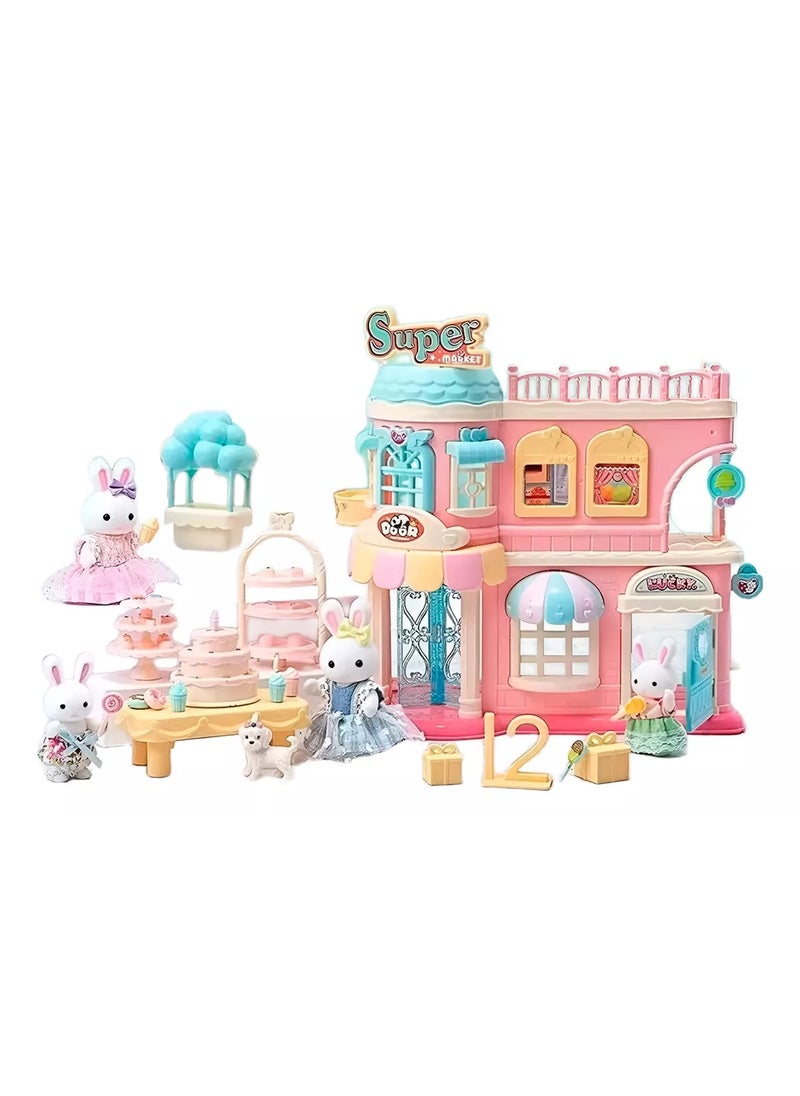 Supermarket Playset with Bunny Figurines