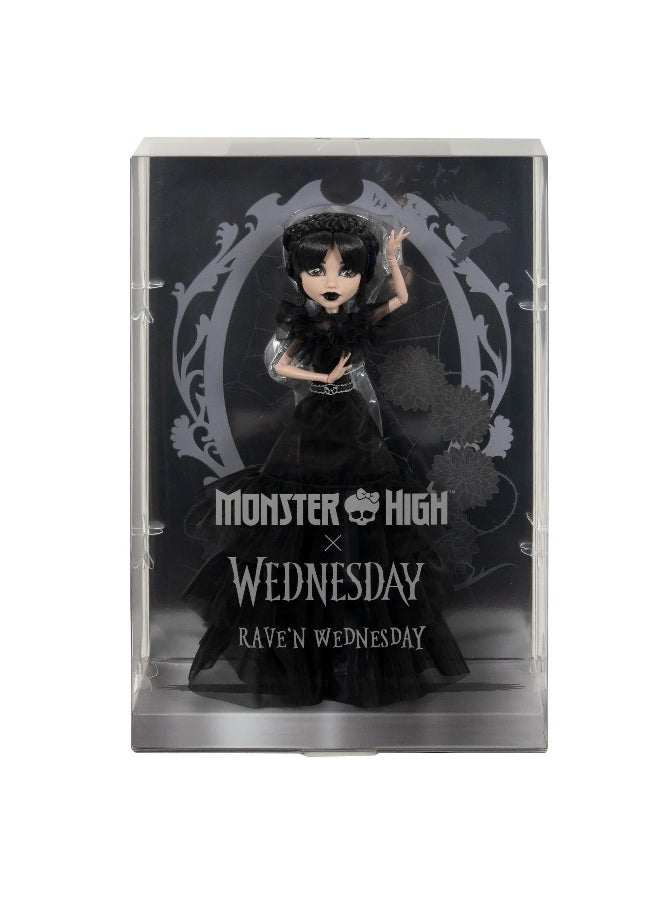 Monster High x Wednesday Rave'N Wednesday Doll in Dress (25.4 cm)