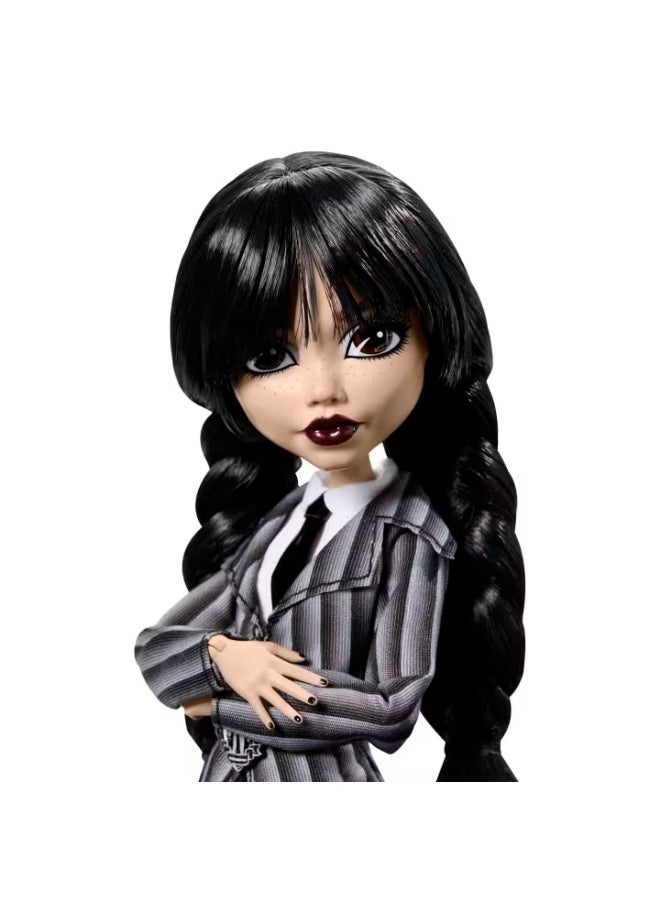 Monster High x Wednesday Wednesday Addams Doll in Nevermore Academy Uniform with Thing (25.4 cm)