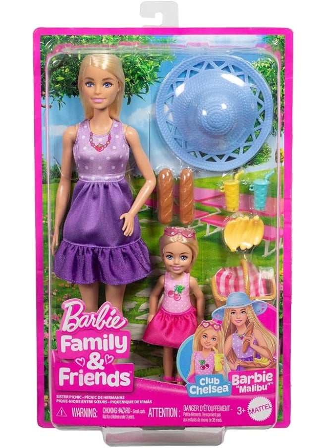 Barbie Malibu x Chelsea Club Barbie Family & Friends Sister Picnic Playset