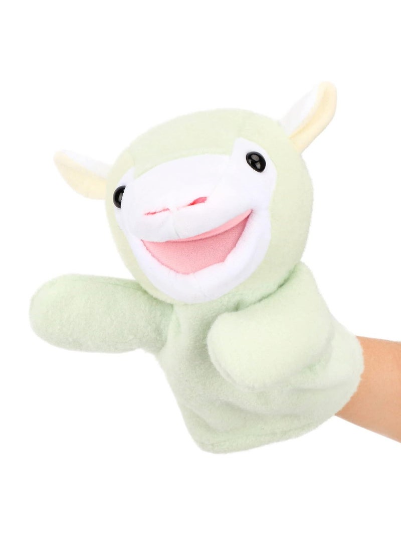 Lamb Hand Puppet Plush Sheep Animal Toy with Movable Mouth for Role Play Storytelling Preschool Teaching Birthday Gifts for Kids Boys Girls Green 13''