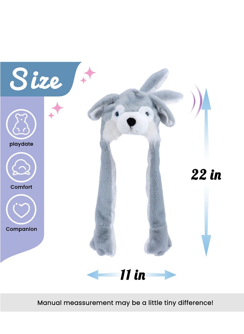 Animal Hat with Ears Moving Jumping Pop Up Beating Plush Dress Up Cute Soft Jumping Animal Hat for Women Kids Party Great Gift 22 inches Animal Hat