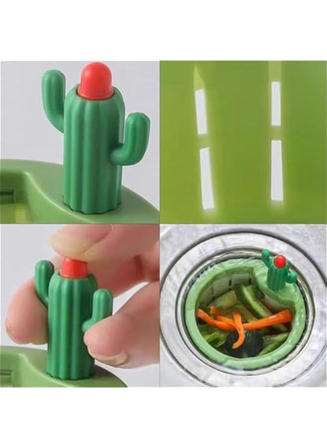 Cactus Sink Drain Strainer with Automatic Dumping Basket - Green