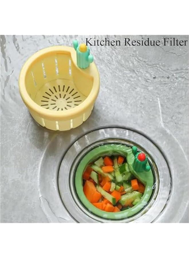 Cactus Sink Drain Strainer with Automatic Dumping Basket - Green