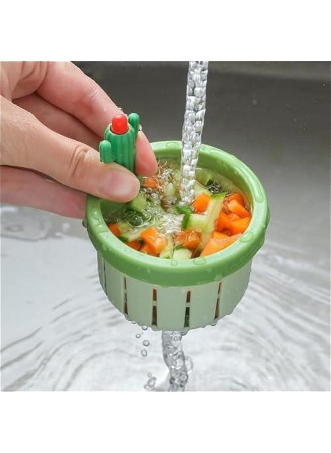 Cactus Sink Drain Strainer with Automatic Dumping Basket - Green