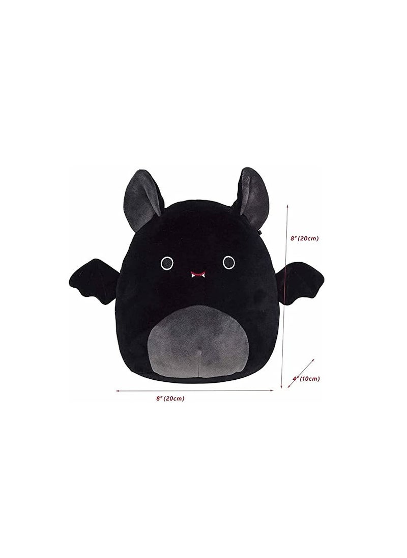 Plush Toy, Plush Bat Toy 8'' Cartoon Cotton Stuffed Animals Plush Doll, Cute Animal Bat-Shaped Stuffed Pillow Cushion, Cute Great Gift, Holiday Birthday Halloween Home Decoration (Black)