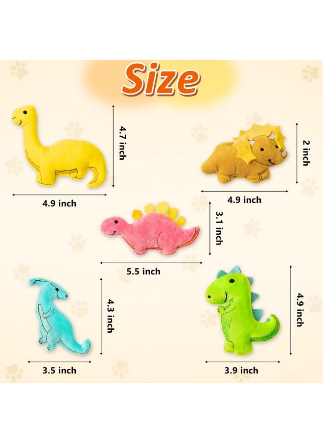 MALLMALL6 5Pcs Dinosaur Catnip Toys for Cat, Indoor Cat Chew Bite Bunny Kick Plush Catmint Pet Toys Supplies for Cat Lover Gifts, Interactive Cat Toy with Cute Expression for Pet Presents