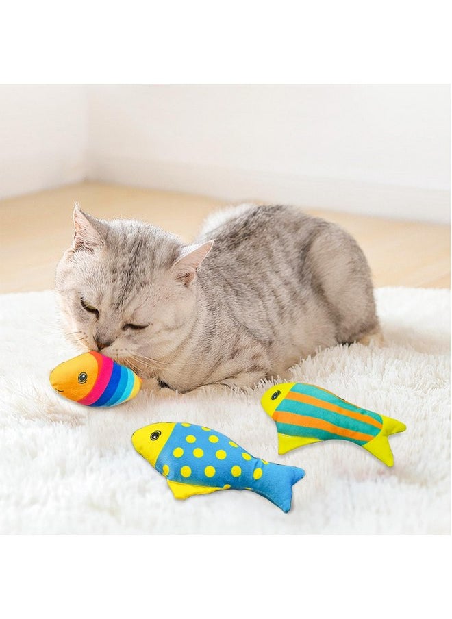Andiker 2PCS Catnip Toys for Cats, Colorful Cat Fish Toys with Catnip Built-in Bells Soft Bite-Resistant Interactive Cat Toys for Indoor Cats Biting Chewing Reducing Boredom (Lines)