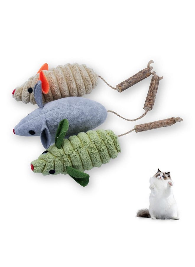 Andiker 3PCS Catnip Toys for Cats, Realistic Cat Mouse Toys with Silvervine Soft Plush Fabric Bite-Resistant Interactive Cat Toys for Indoor Cats Kittens to Bite Chew Teeth Cleaning