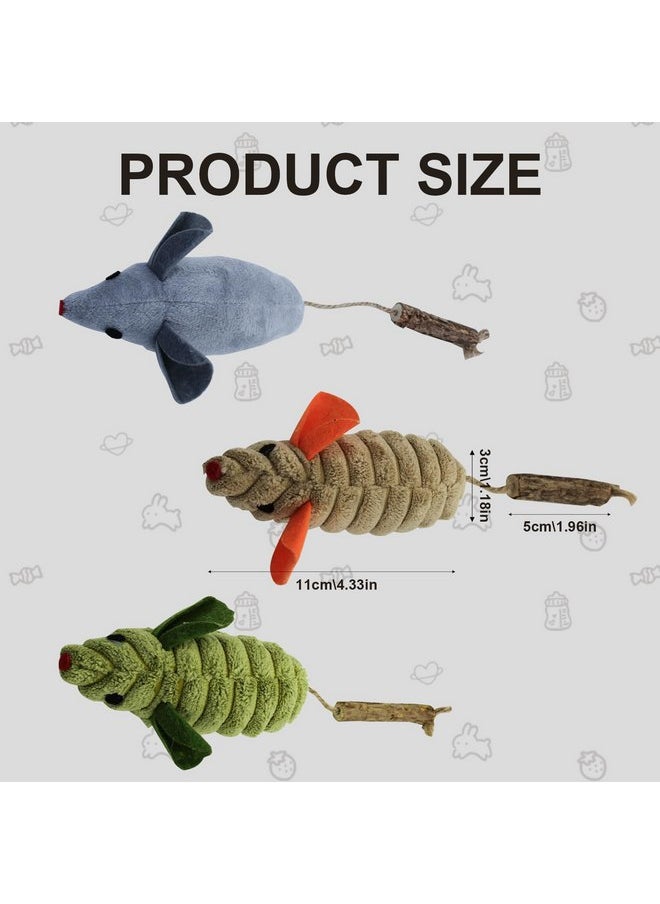 Andiker 3PCS Catnip Toys for Cats, Realistic Cat Mouse Toys with Silvervine Soft Plush Fabric Bite-Resistant Interactive Cat Toys for Indoor Cats Kittens to Bite Chew Teeth Cleaning