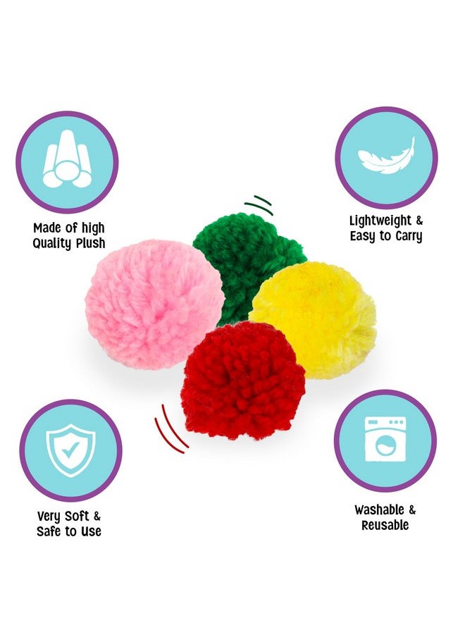 SPOT Ethical Wool Pom Poms with Catnip Cat Toy, 4-Pack