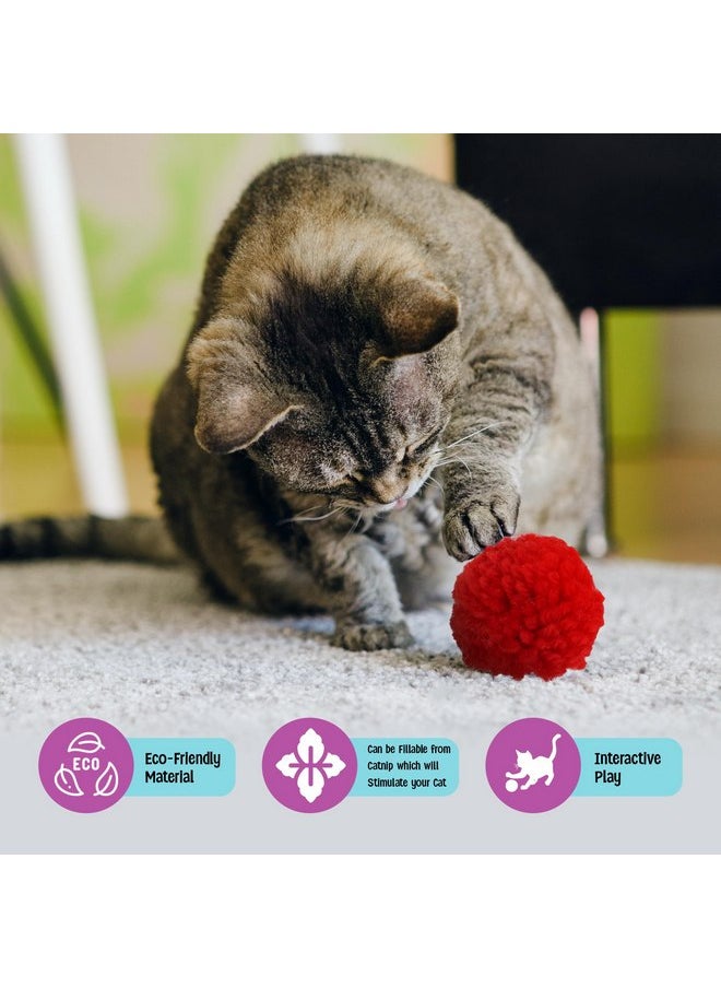 SPOT Ethical Wool Pom Poms with Catnip Cat Toy, 4-Pack
