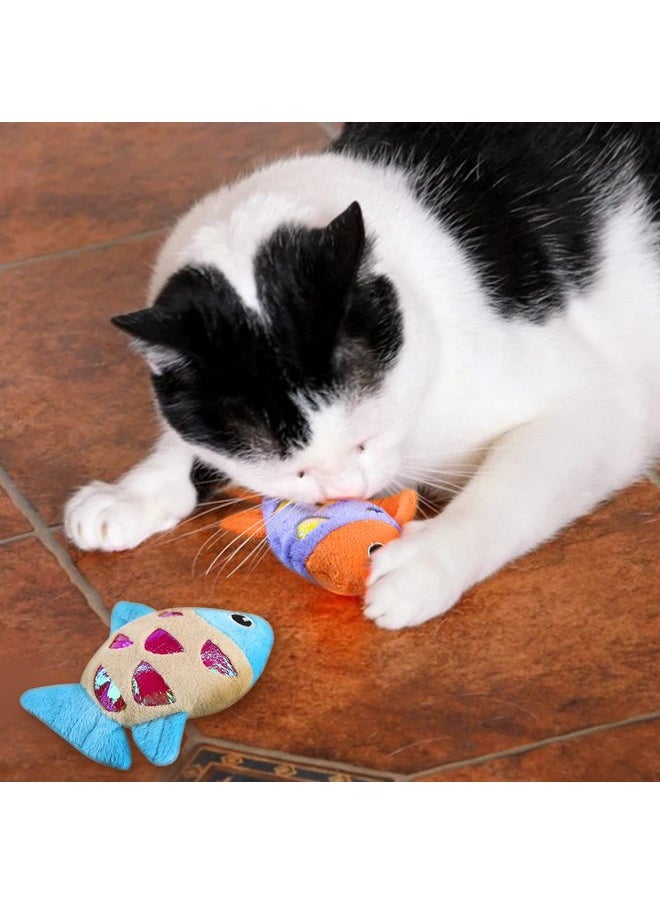 Andiker Cat Catnip Toys, 2pcs Small Cat Fish Toys with Crinkle Shine Ring Paper to Make Sound to Catch Your Cats Eyes and for Your Cats to Chew and Catch Interactive Cat Toys for Indoor Cat (2pc)